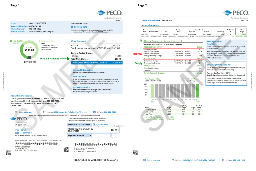 Sample PECO Bill