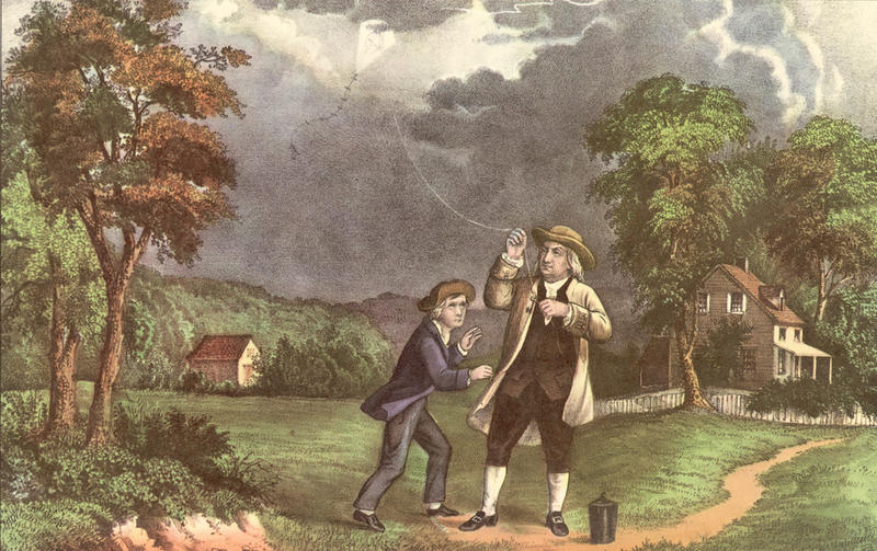 Benjamin Franklin and a kite